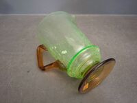 Uranium Crackle Glass Jug with Amber Base and Handle - 4