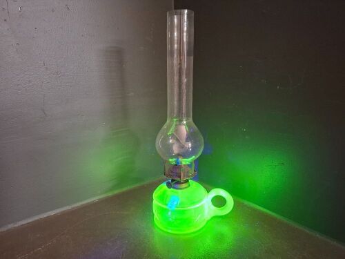 Uranium Glass Finger Oil Lamp - Yellow