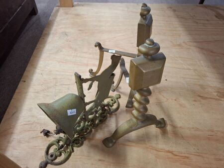 Brass Firedogs Incs Horse Door Bell