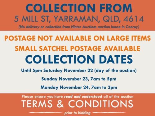 No Postage Available Collection only from 5 Mill St Yarraman