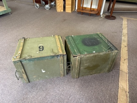 2 Wooden Army Storage Boxes