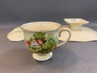 Vintage Royal Winton Cottage Scene Tazza + Tennis Set - 4