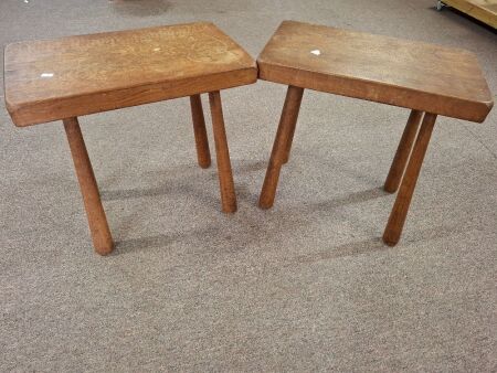 Pair Solid 1950s Brutalist Side Tables