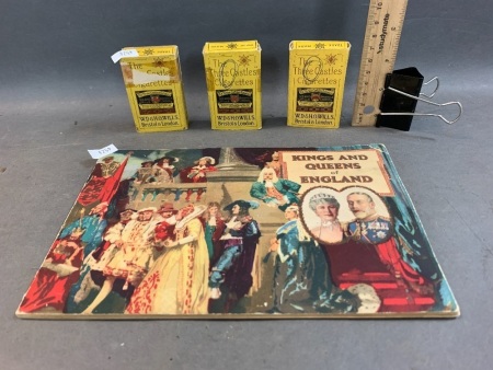 Vintage Kings & Queens Cig Card Album Full + 3 Sets Vintage Cig Cards in Cig Packets