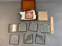 Antique 1913 Military Depot Football Team Glass Slide + Box of Glass Slides & Vintage Timber Case