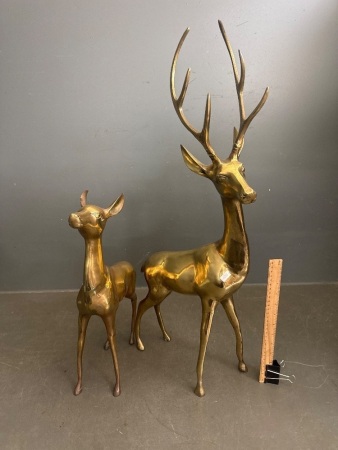Pair Brass Reindeer