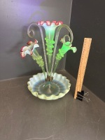 Victorian Uranium Glass Epergne