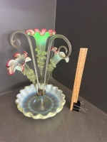 Victorian Uranium Glass Epergne - 3