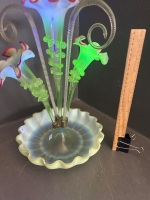 Victorian Uranium Glass Epergne - 5