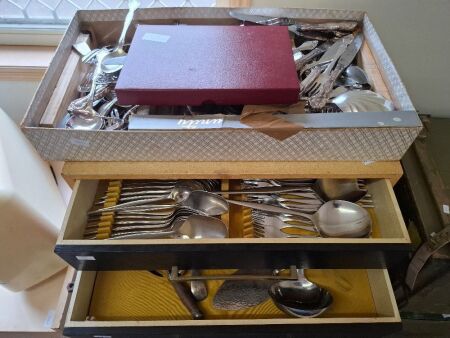 Large Assortment of Mixed Cutlery & Servers