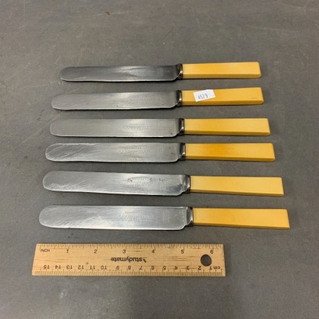 Set of 6 Vintage Bone Handled Knives Made for A.M.Hart Jewellers Sydney