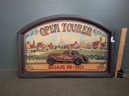 Open Tourer Delage D8-1933 Hand Painted Wooden Sign
