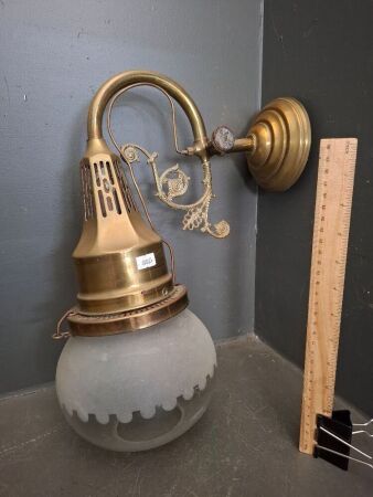 Vintage Brass Wall Sconce with Frosted Glass Shade