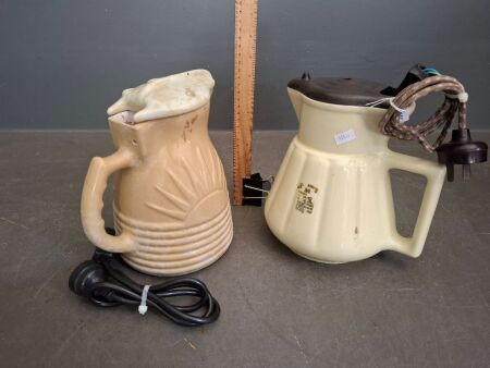 Sunshine Electric Ceramic Jug w. cord (damage inside) & WPA J9 PS90 Hecla Ceramic Jug w. Cord & Element