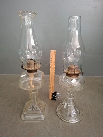 2 Clear Glass Kerosene Lanterns