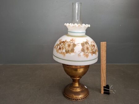 Miller Brass Oil Lamp with Hand Painted Shade