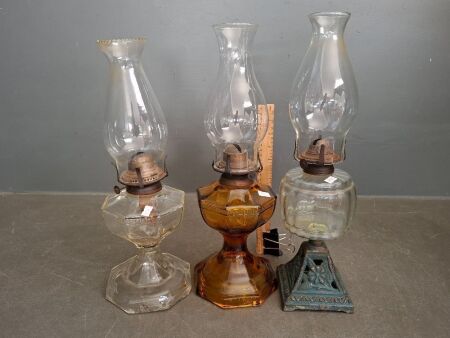 Amber Glass Lantern, Metal Based Lantern & Clear Glass Lantern
