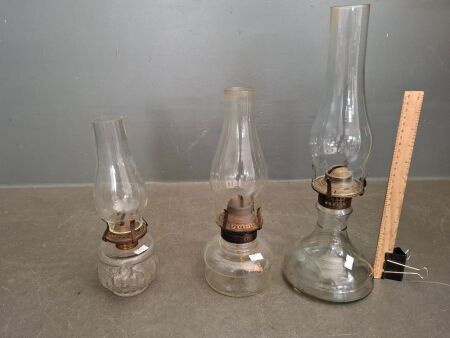 3 Various Sized Clear Glass Lanterns