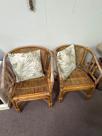 Pair Cane Garden Chairs
