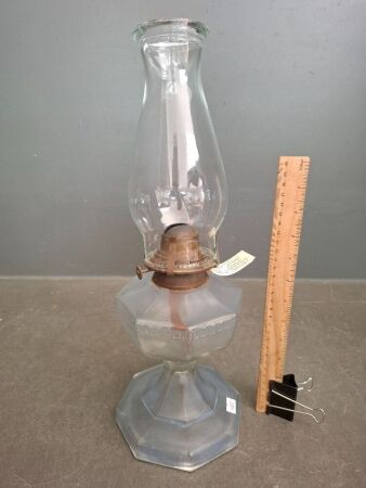 Unusual Frosted Glass Oil Lamp with Chimney