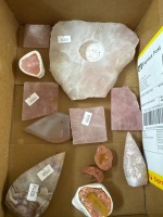 Lot of Rose Quartz & Sunstone Crystals