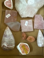 Lot of Rose Quartz & Sunstone Crystals - 3
