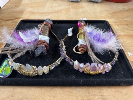 2 Crystal Healing Wands and 2 Crystal Crowns