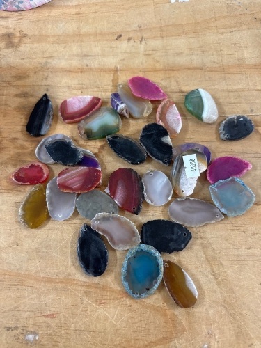 Assortment of Crystal and Gemstone Slice Pendants