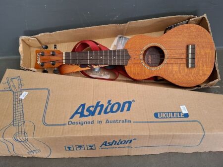 Ashton Ukulele - As New in Box - Complete with Colonial Leather Strap