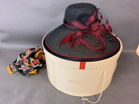 Karen Bailey Designer Hat in Box + Coco Chanel Scarf