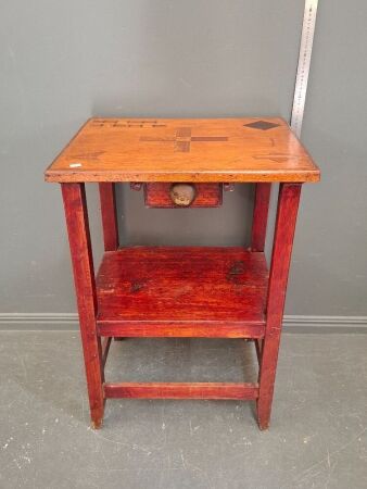 Folk Art Card Table with Drawer