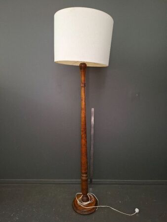 Mid Century Floor Lamp with Wooden Base