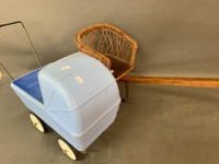 Vintage Childs Toy Pram & Wicker Gig - As Is - 3