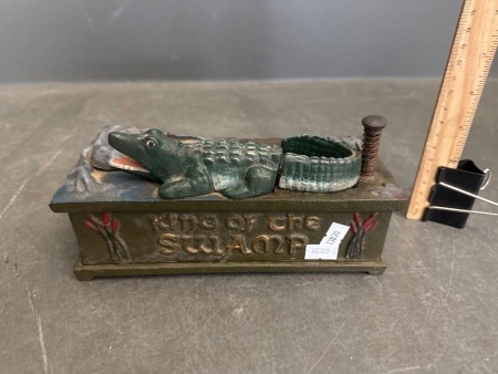 M.Stersdorfer Company Germany 1935 King of the Swamp Cast Iron Mechanical Money Box