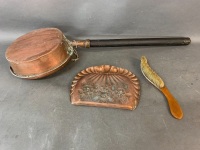 Vintage Copper Crumb Tray & Brush + Vintage Chestnut Warming Pan - 2