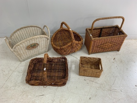 4 Asstd Cane & Wicker Baskets
