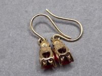 9ct Redstone Earrings - Stamped 375 & P - 2