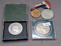 4 Collectable Coins - 1 Silver Wedding Crown Coin - 1 Boxed 1951 George VI shilling - 1 1954 Royal Visit Australia - 1 Coronation of King Edward 1927 Coin