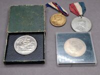 4 Collectable Coins - 1 Silver Wedding Crown Coin - 1 Boxed 1951 George VI shilling - 1 1954 Royal Visit Australia - 1 Coronation of King Edward 1927 Coin - 2
