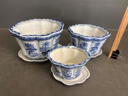 3 Vintage Chinese Porcelain Planters