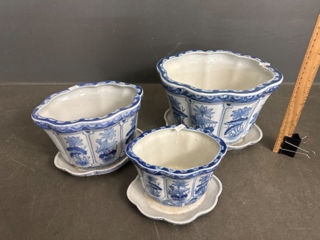 3 Vintage Chinese Porcelain Planters
