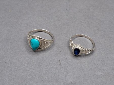 2 Sterling Silver Gemstone Rings - Stamped 925