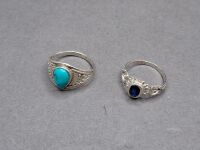 2 Sterling Silver Gemstone Rings - Stamped 925