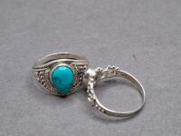 2 Sterling Silver Gemstone Rings - Stamped 925 - 2