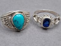 2 Sterling Silver Gemstone Rings - Stamped 925 - 3