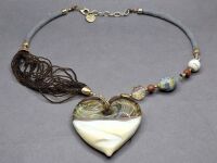 Mid Century Shell Jewellery Box and Vaccari Tagliapietra Murano Necklace - Made in Italy - 6