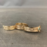 Antique 9ct Gold Braided Hair Sentiment Buckle Ring with Turquoise & Seed Pearls c1880 - 3