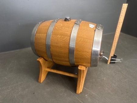 Oak Bar Barrel on Stand