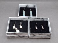 3 Pairs of Earrings and 1 Pendant - Stamped 925