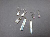 3 Pairs of Earrings and 1 Pendant - Stamped 925 - 2